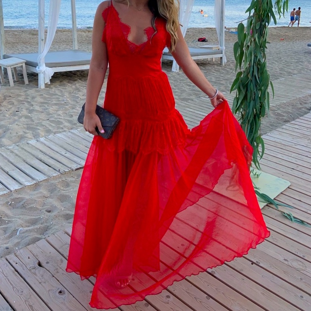 {Luxxel} Red❤️ Lace Maxi Dress